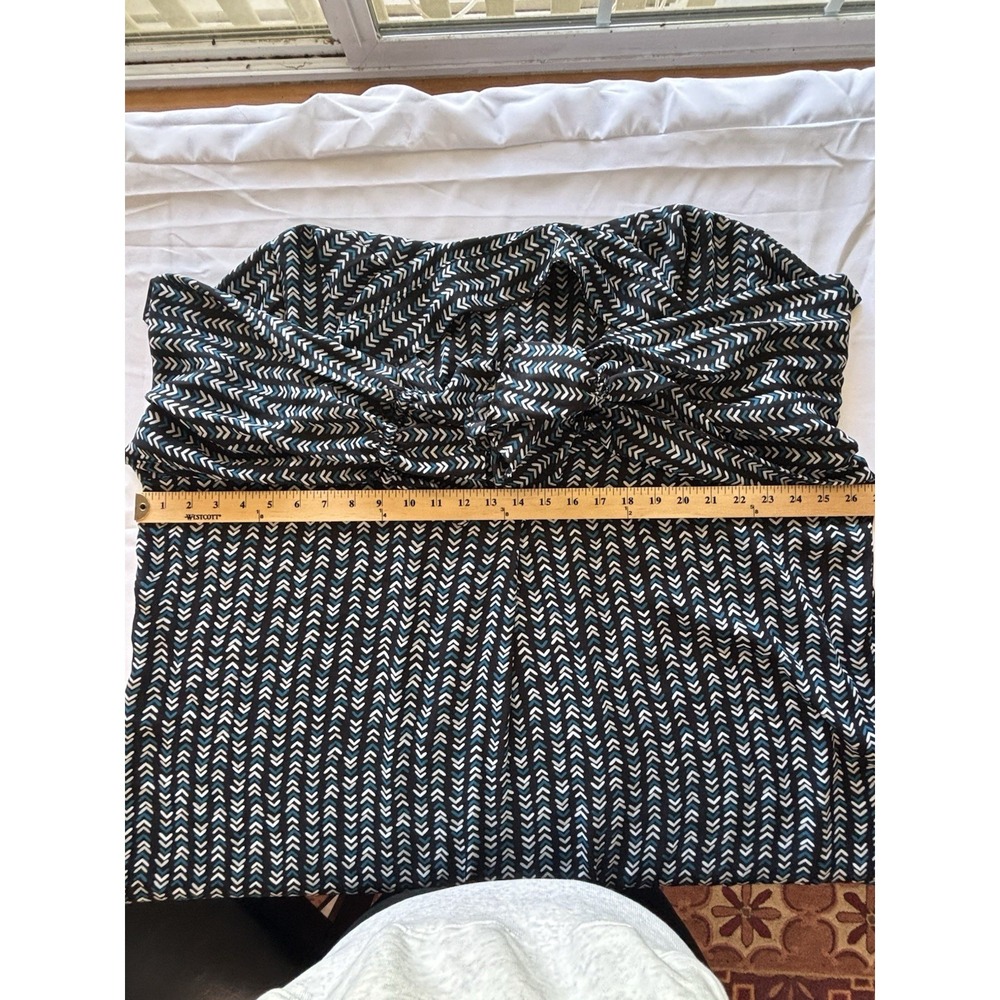 Avenue Long Tunic Short Dress 22/24 Balloon Long Sleeve Teal Black Chevron Print - Picture 6 of 9